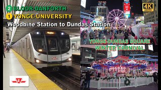 TTC POV Walk: Woodbine Station to Dundas Station (Yonge-Dundas Square Winter Carnival)【4K】