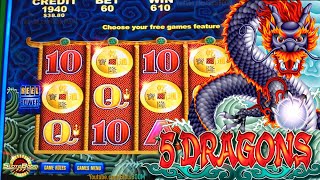 5 DRAGONS - BONUSES!!! ARISTOCRAT GAMES in CASINO - VIDEO SLOT MACHINE screenshot 1