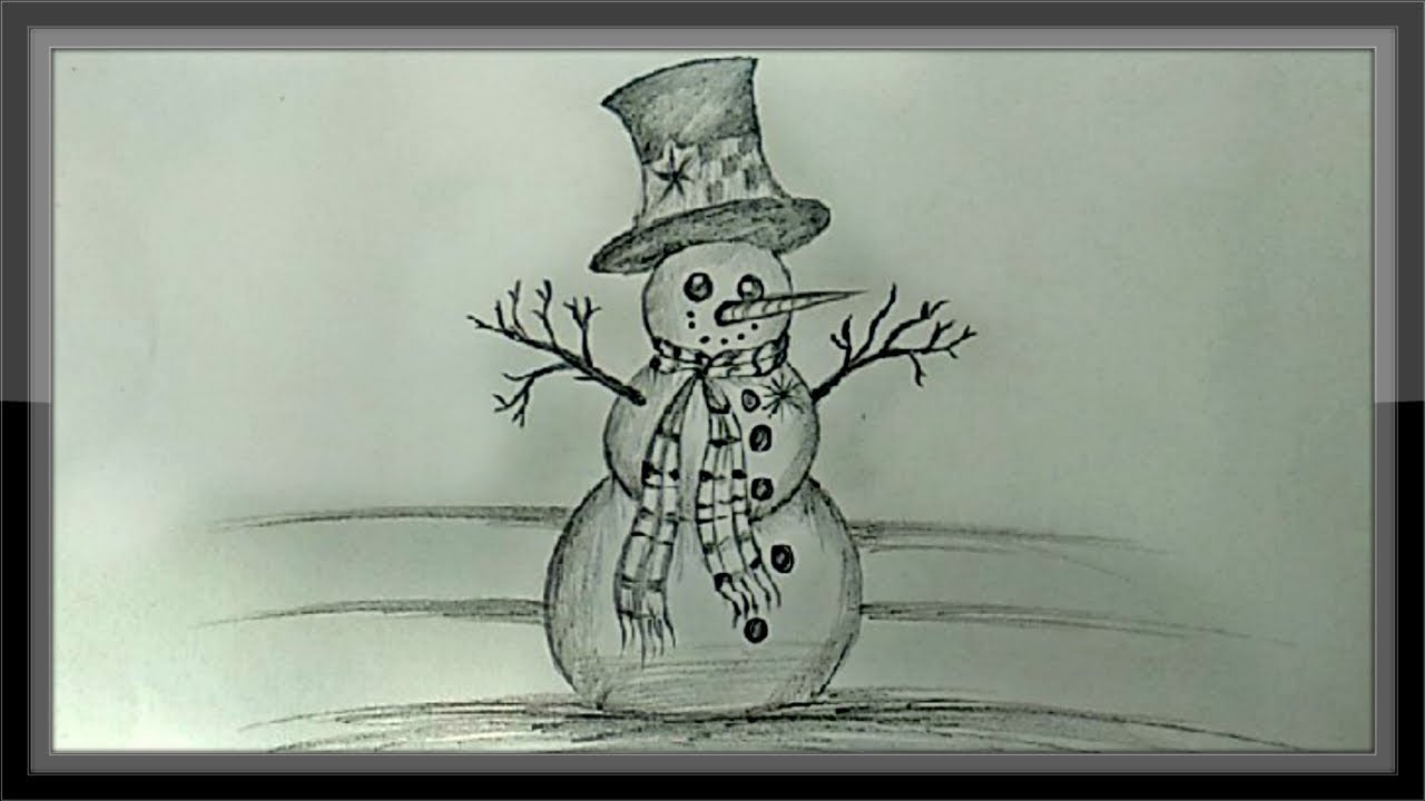 Snowman drawing step by step - Pencil drawing ideas - YouTube