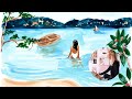 My gouache painting process from start to finish painting a costa rican beach 