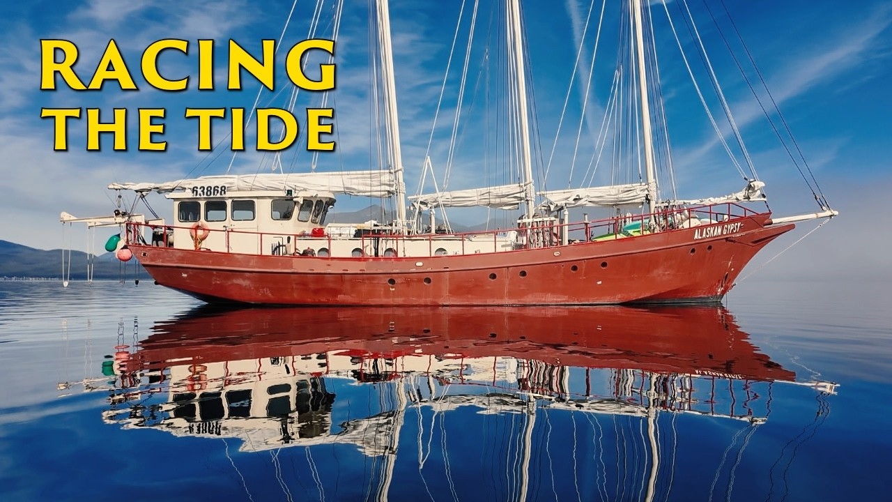 ⁣Painting our 80-Foot Steel Sailboat in the Water