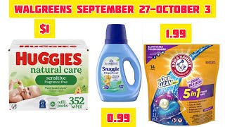Walgreens Deals September 27-October 3|| $1 huggies wipes, 0.99 snuggle and 1.99 Arm&hammer