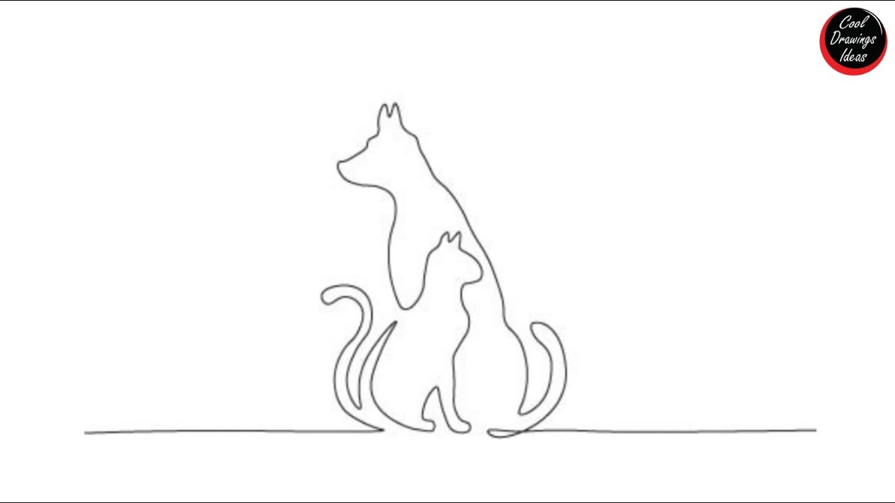How to draw cute Cat and dog easy step by step Cat & dog drawing