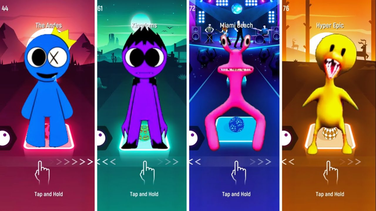 Rainbow Friends  Blue vs Purple vs Pink vs Orange   Tiles Hop EDM RUSH