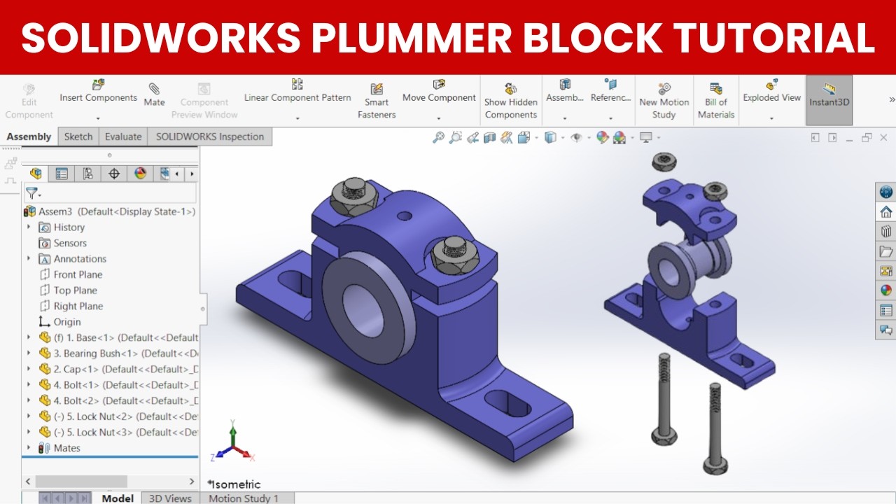 Plummer Block tutorial in SolidWorks | Part 1/2 - Part Modeling - YouTube