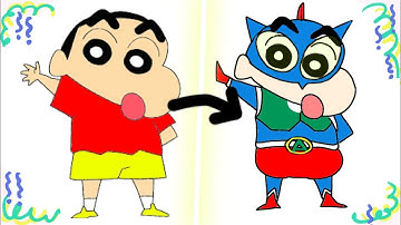 Transforming Shinchan into Action Kamen || How to draw Shinchan