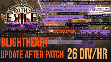 Poe 3.27 Blightheart scarab farm update after patch (26 Div/Hr)