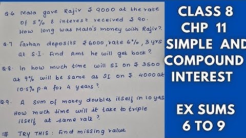 Solved Examples (6 to 9). Chp 11 Simple Interest and Compound Interest. Class 8. Oxford Maths
