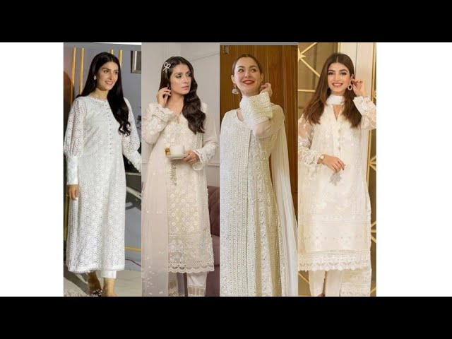 White and Gold Dress Pakistani in Pishwas Style #WS709 | White gold dress,  Pakistani dresses, White dress party