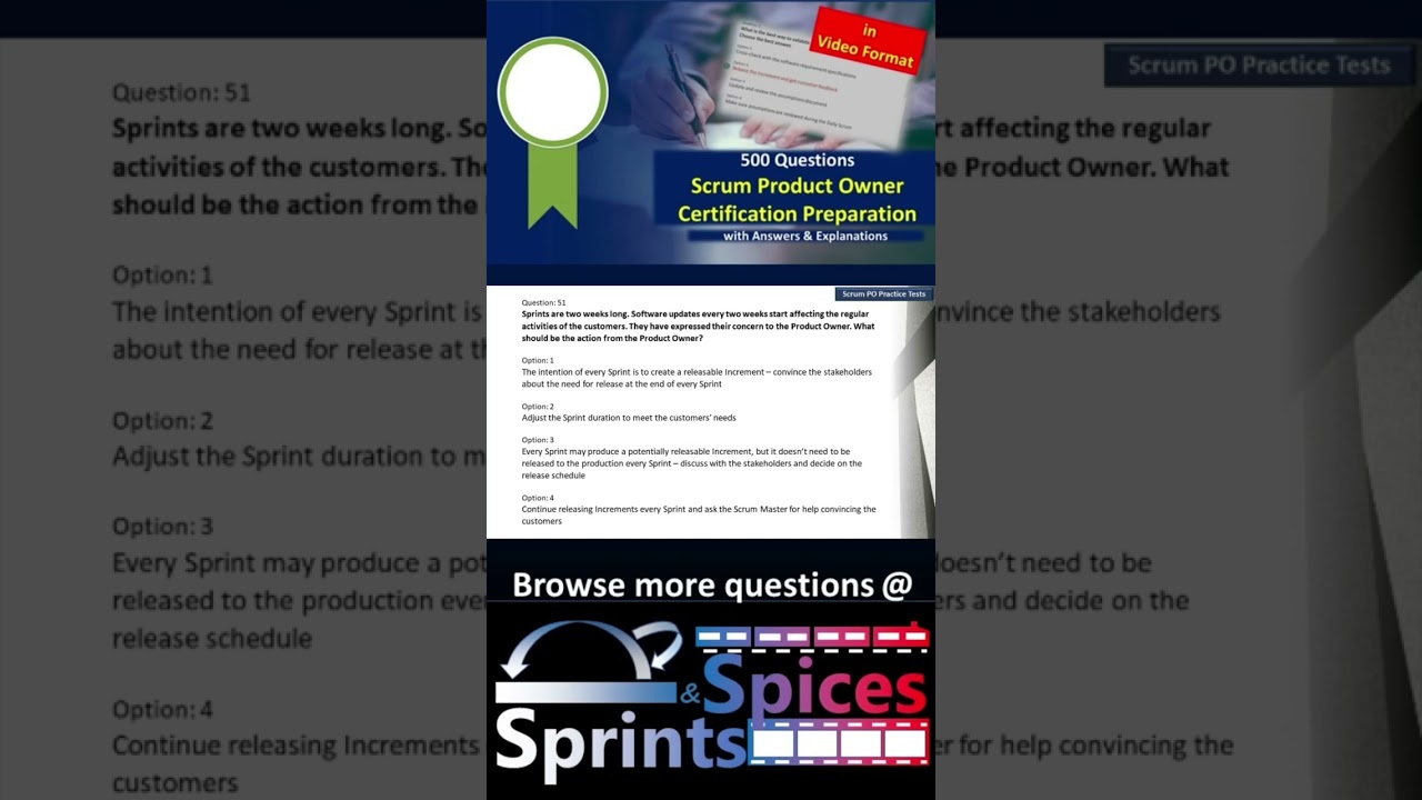 Product Owner Certification Question 51 