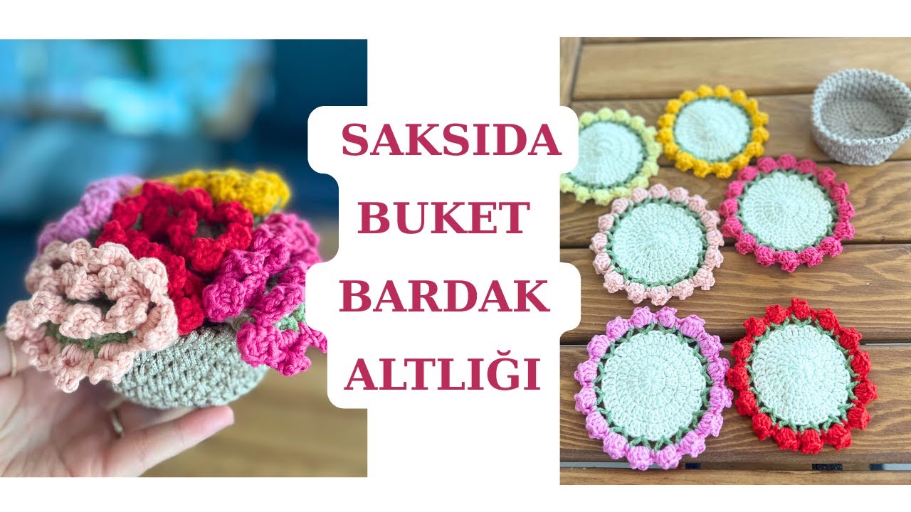 SAKSIDA ÇİÇEK BUKETİ BARDAK ALTLIĞI YAPIMI // Kolay Ve Gösterişli