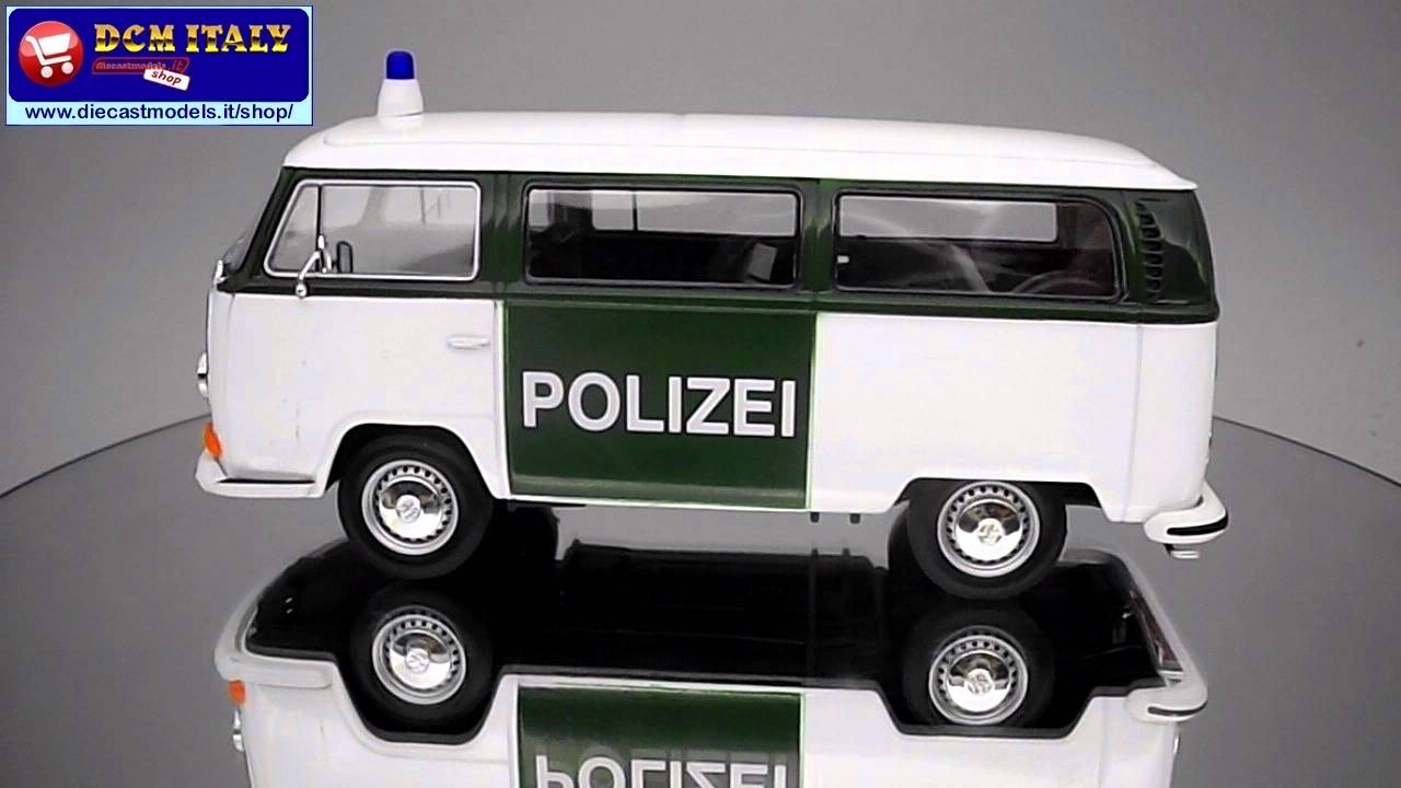 OPO 10 - Auto In Miniatura 1/24 VW Bus T2 Polizia Del 1972 - Modello Welly 22472GP Da Collezione - 6