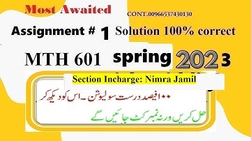 mth 601 assignment 1 solution spring 2023|mth601 assignment no 1 solution  2023|mth601 assignment 1