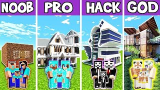 RICH MANSION BUILD CHALLENGE - NOOB vs PRO vs HACKER vs GOD in Minecraft