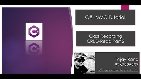 Vijay Rana || MVC Class Recording |CRUD-READ Part 2 | 29-09 | MVC By Vijay Rana | MVC in Hindi