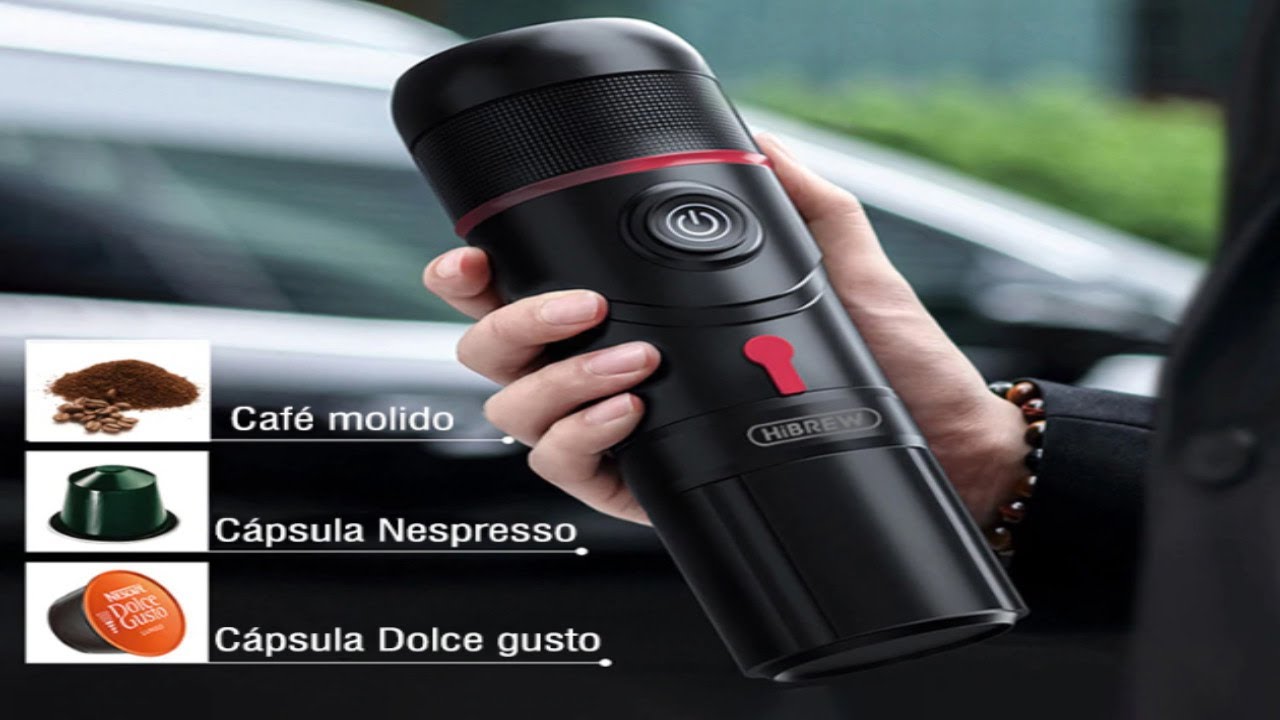 HiBREW Máquina de Café Portátil para Coche y Hogar, Cafetera de Expreso,  Compatible con Cápsulas Dolce