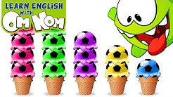 Baby Om Nom LOVES ICE CREAMS! Learn Colors for Babies with Yummy Soccer Ice Cream Scoops by Om Nom!