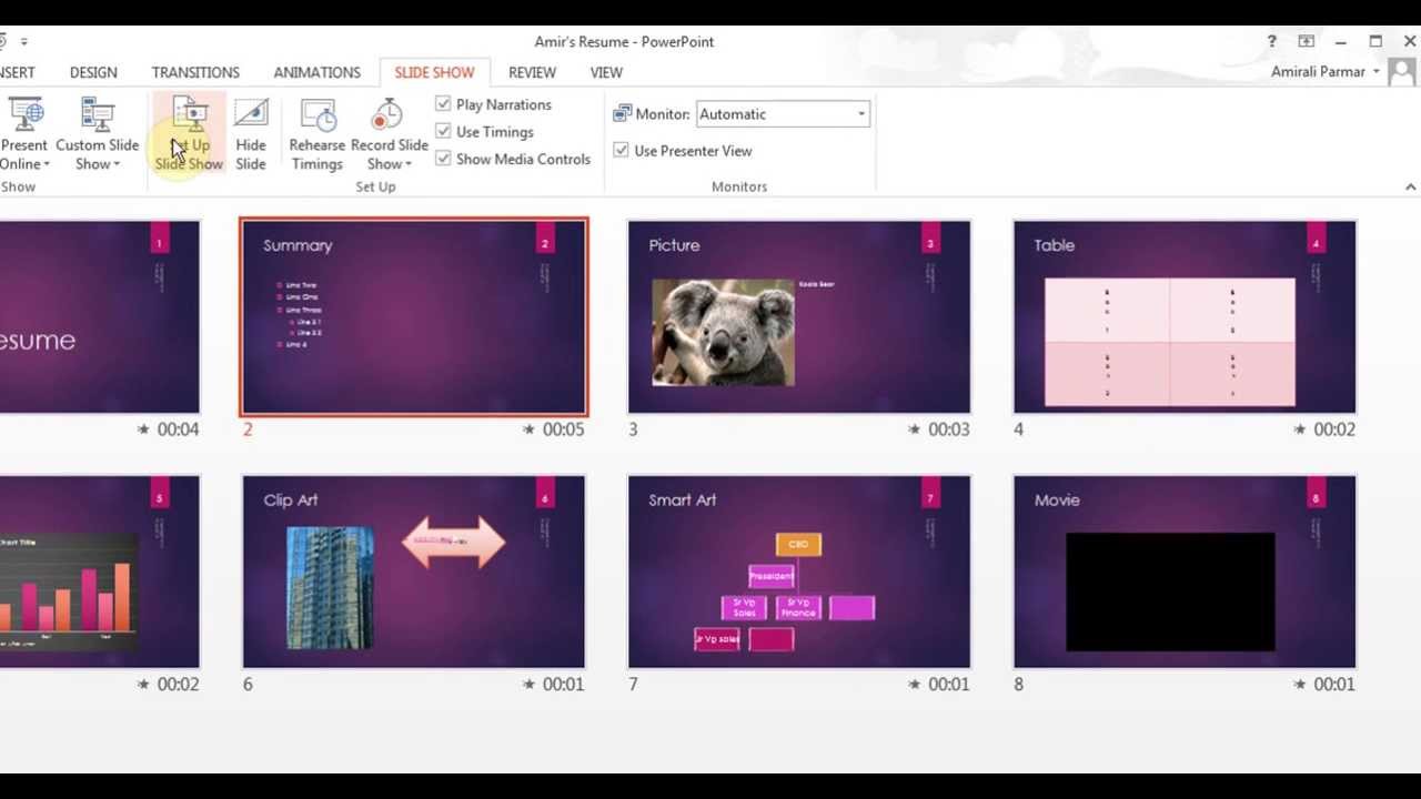 Different types of presentation in ms powerpoint 2016