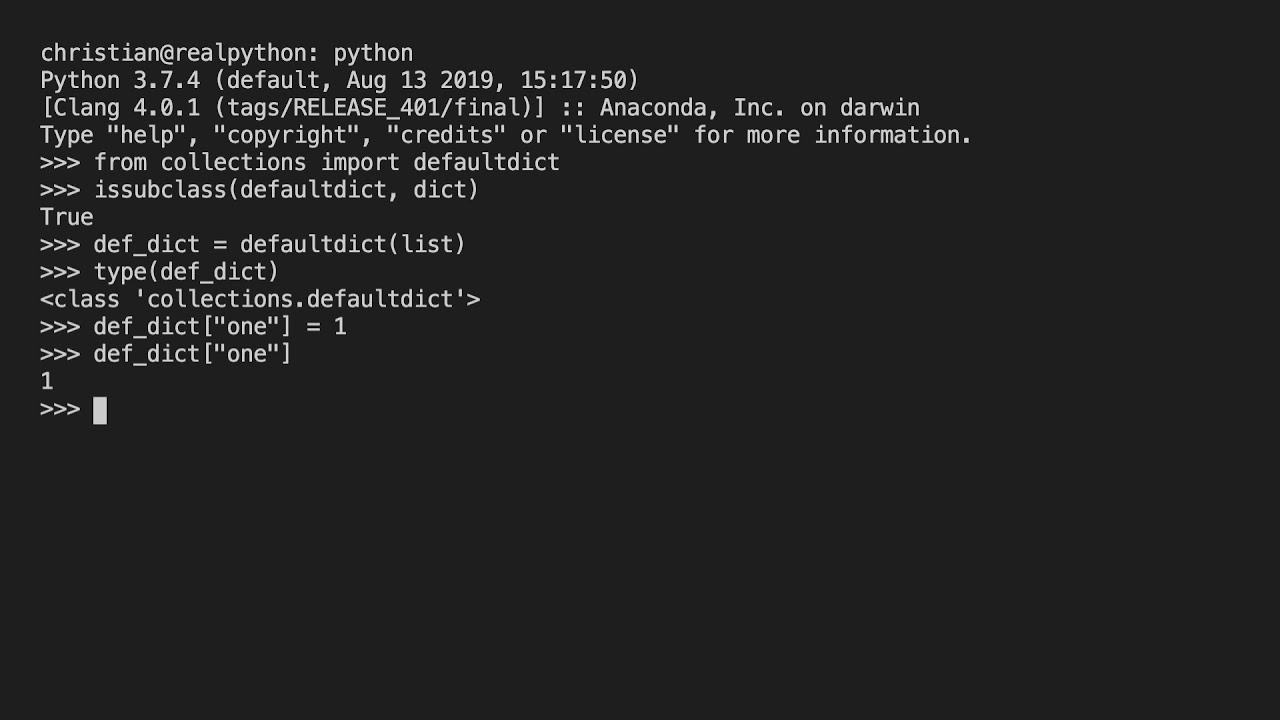 Understanding The Defaultdict Type In Python