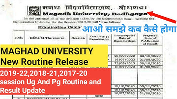 Maghad University New Routine Explain 2019-22 Sessions All ug Course And Pg Course Vocational Detail