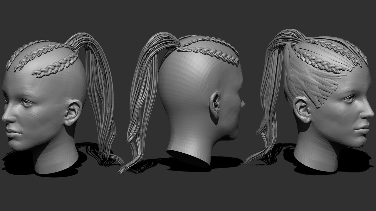 Zbrush tutorial make low poly hair in zbrush YouTube