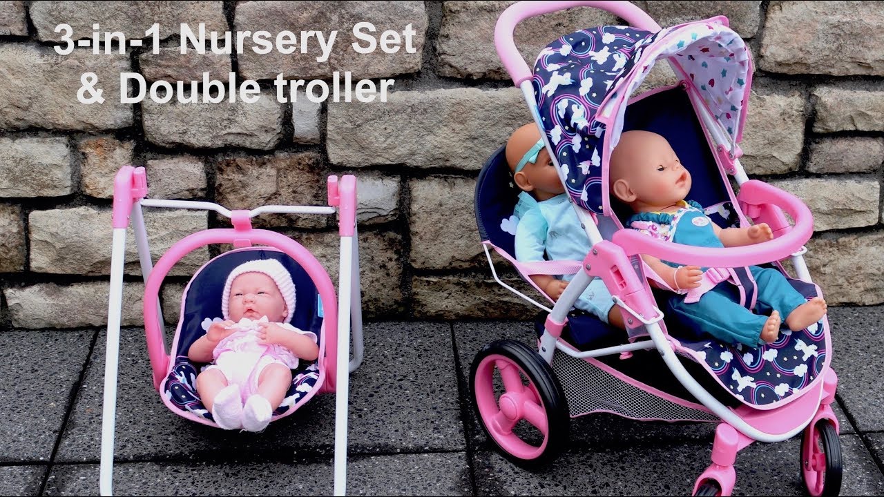 baby annabell double pram