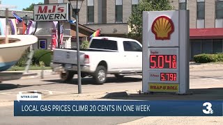 Gas prices in Hampton Roads rise by more than 20 cents in one week, according to AAA