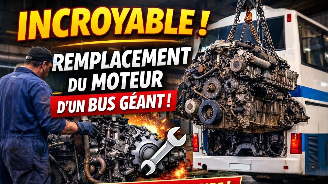 “INCROYABLE ! Remplacement complet du moteur d’un bus gros porteur | Mécanique poids lourds”