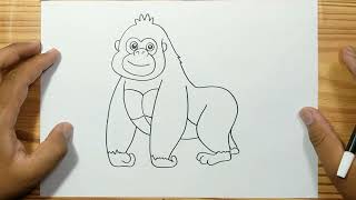 How to draw GORILLA FOR KIDS