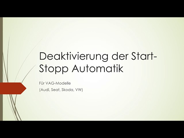 Start-Stopp Automatik deaktivieren im Audi A3 8V Video