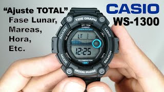 Cómo Ajustar TODAS las Funciones de un CASIO WS-1300 Hora, Fecha, Mareas, Alarma Etc.