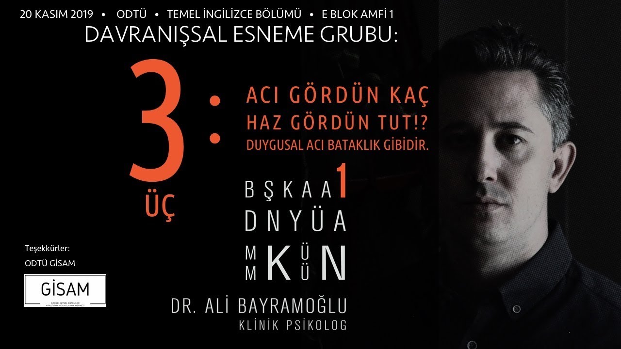 #ODTÜ Davranışsal Esneme - 3: Acı Gördün Kaç Haz Gördün Tut !? - Dr. Ali Bayramoğlu #Psikoloji