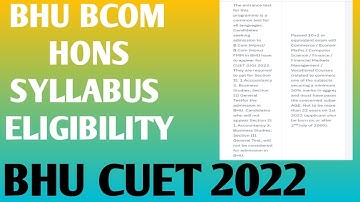 BHU BCOM HONS/BCOMHONSFMM.     SYLLBUS AND  ELIGIBILITY