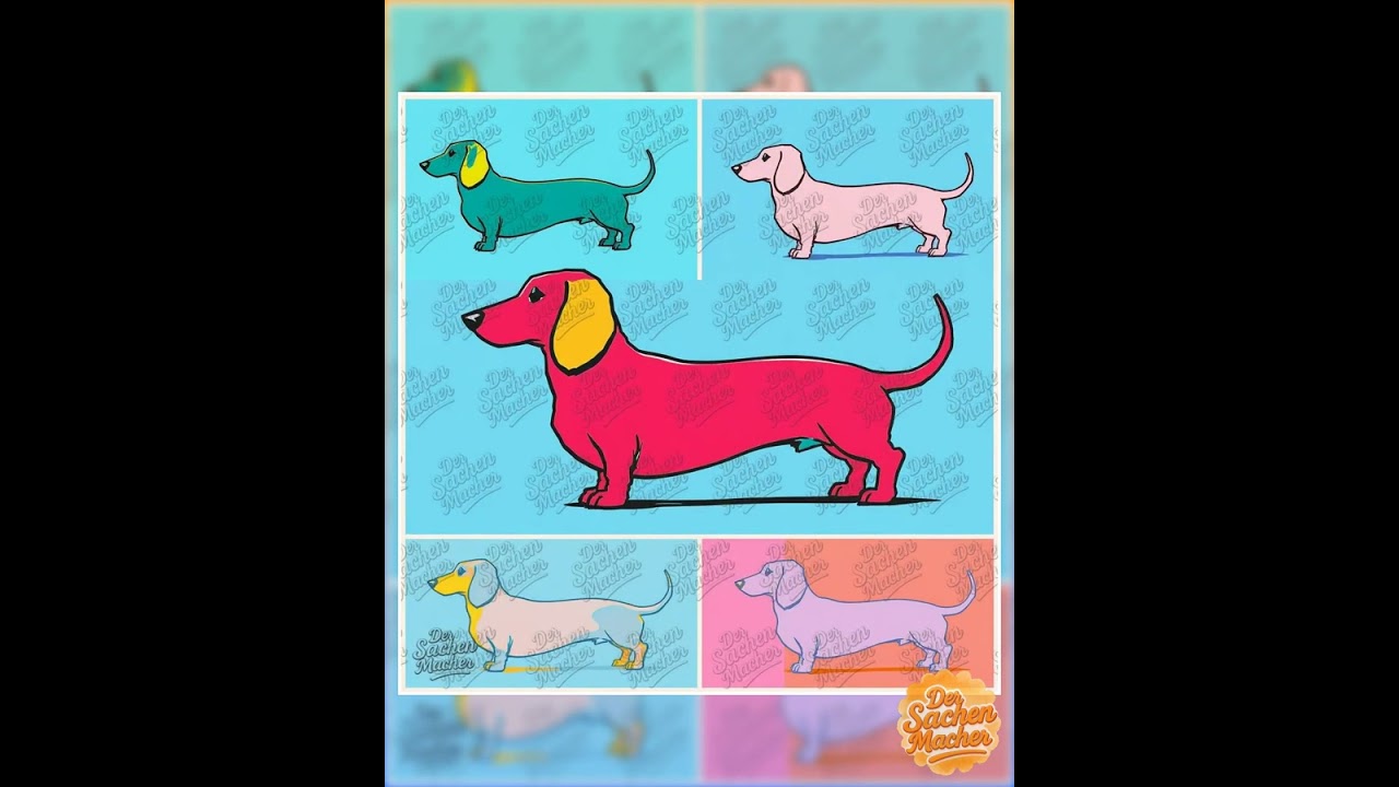 Dackel Poster Digital Download – JPG Wandbild im Warhol Stil – Teckel Kunst für Druck