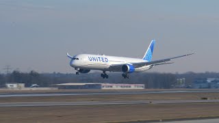 Frankfurt Airport Planespotting United Airlines Boeing 787-10 N14019 Landing RWY25R Close Up 4K