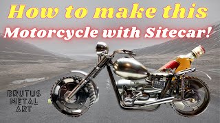 Metal Art Motorcycle with Sitecar, whiskey bottle transporter!