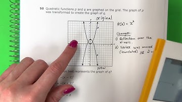 Algebra I STAAR 2022: Question 50: Transformations of a Quadratic Function (Parabola)