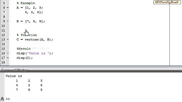 Matlab Function - Vertical Concatenation-vertcat( )