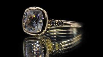 F&B Jewelry Showcase: Amelie Forever One 8.5mm Cushion Moissanite  Full Bezel Ring