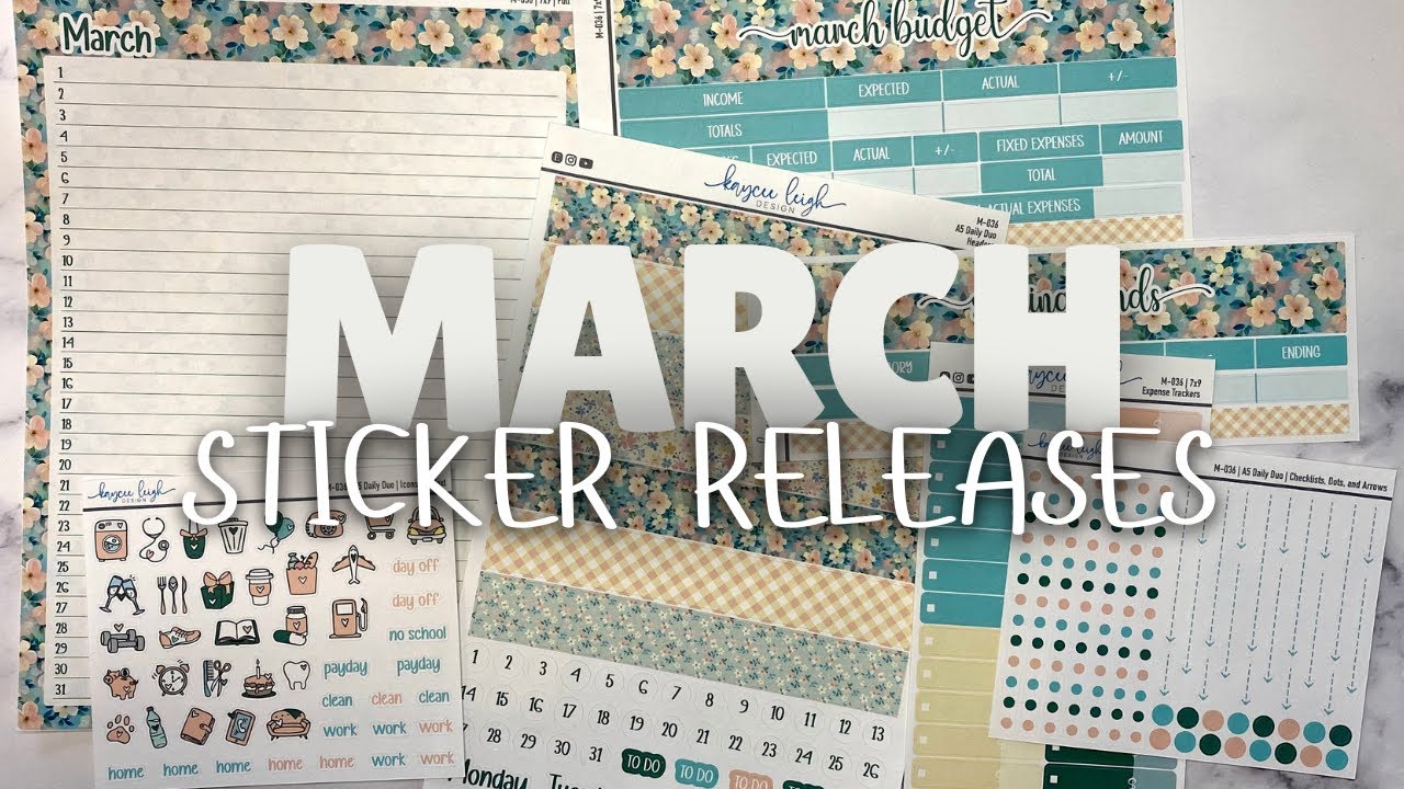 March Sticker Releases | Kaycee Leigh Design Etsy Shop - YouTube