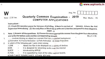 12th Computer Applications Quarterly Exam Question Paper 2019-20 | English Medium
