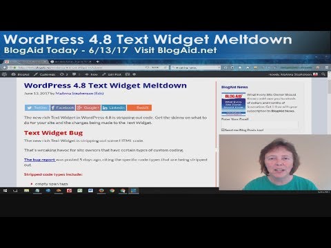 WordPress 4.8 Text Widget Meltdown - BlogAid Today 6/13/17