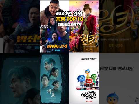 2024년 영화 흥행 Top 10 (천만영화는 몇개??!!) #영화 #순위 #shorts #파묘 #웡카 #범죄도시4 #인사이드아웃2 #듄파트2 #시민덕희 #쿵푸팬더