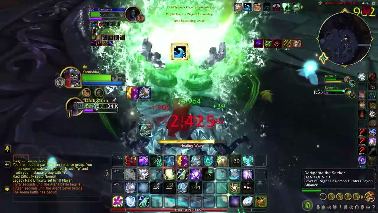 Resto Shaman PVP Arena Dragon Flight Pre-Patch Vs Demon Hunter / Feral Druid.