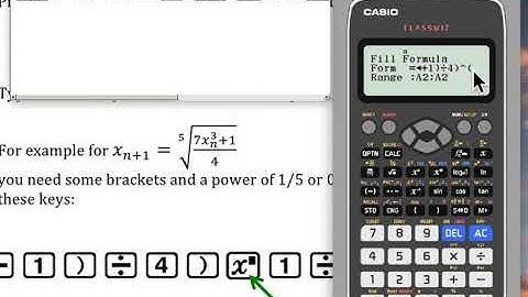 iteration in the spreadsheet on a casio fx-991EX calculator