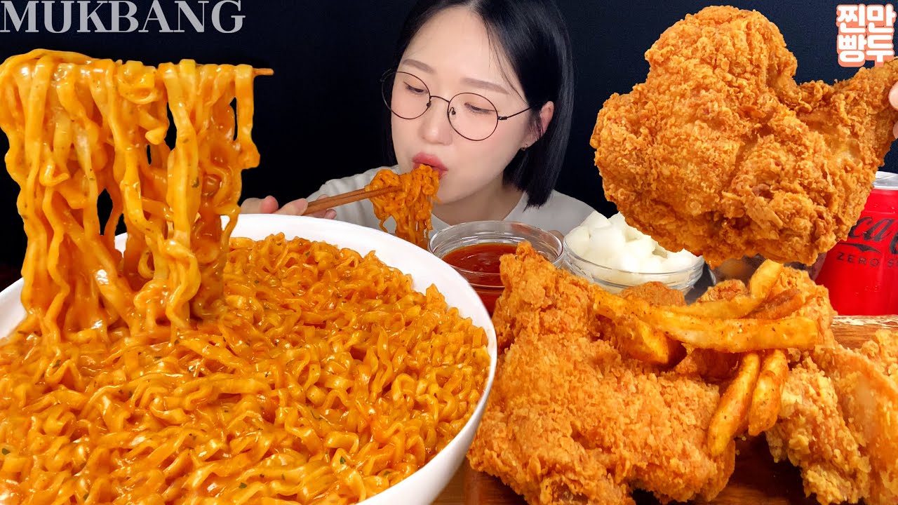 🐔🔥Carbo Buldak Ramen & Chicken | KOREANFOOD MUKBANG ASMR