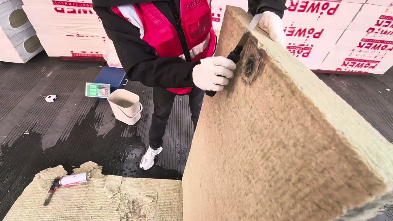 Density 50kg power rock wool board ,forklift though the board ,no crushed!