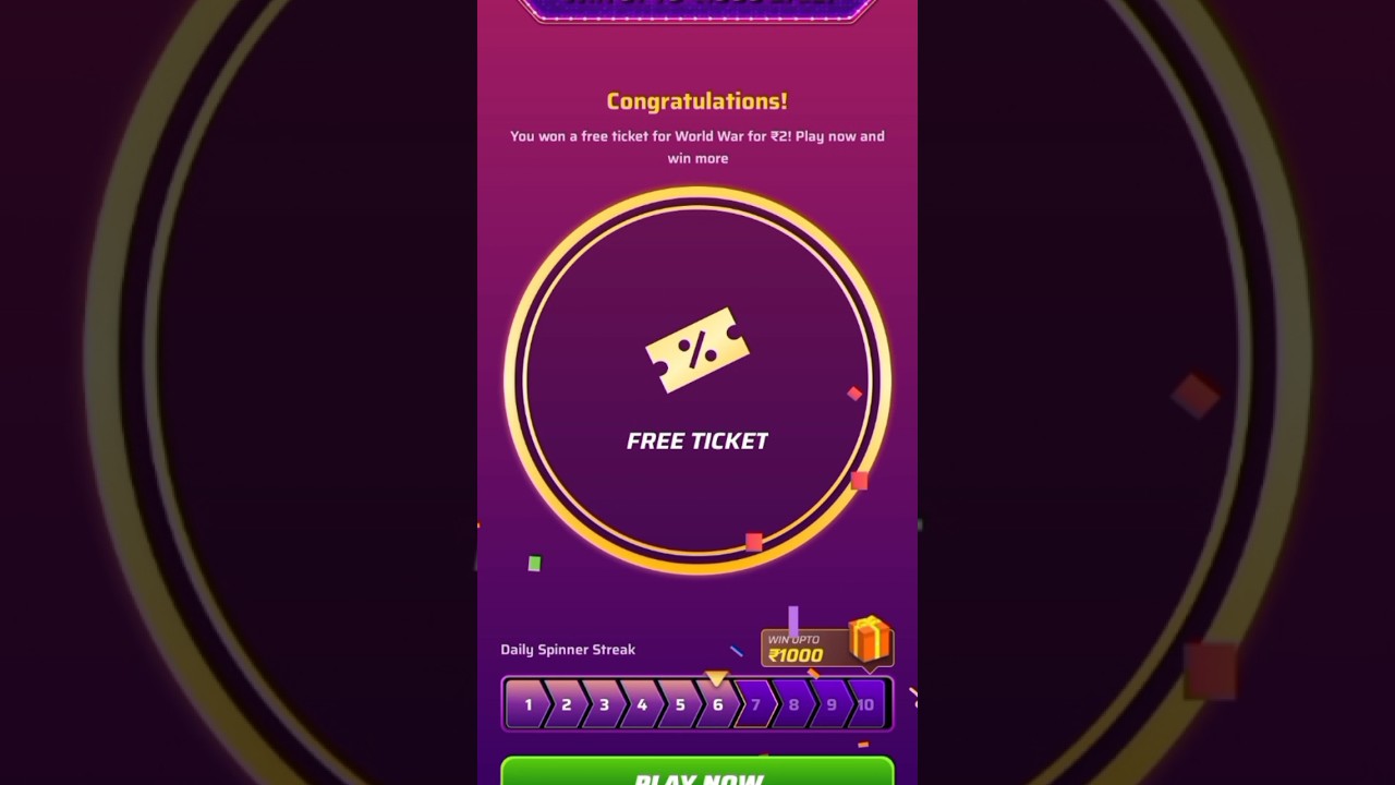 Winzo  Win  FreeTicket Proof 