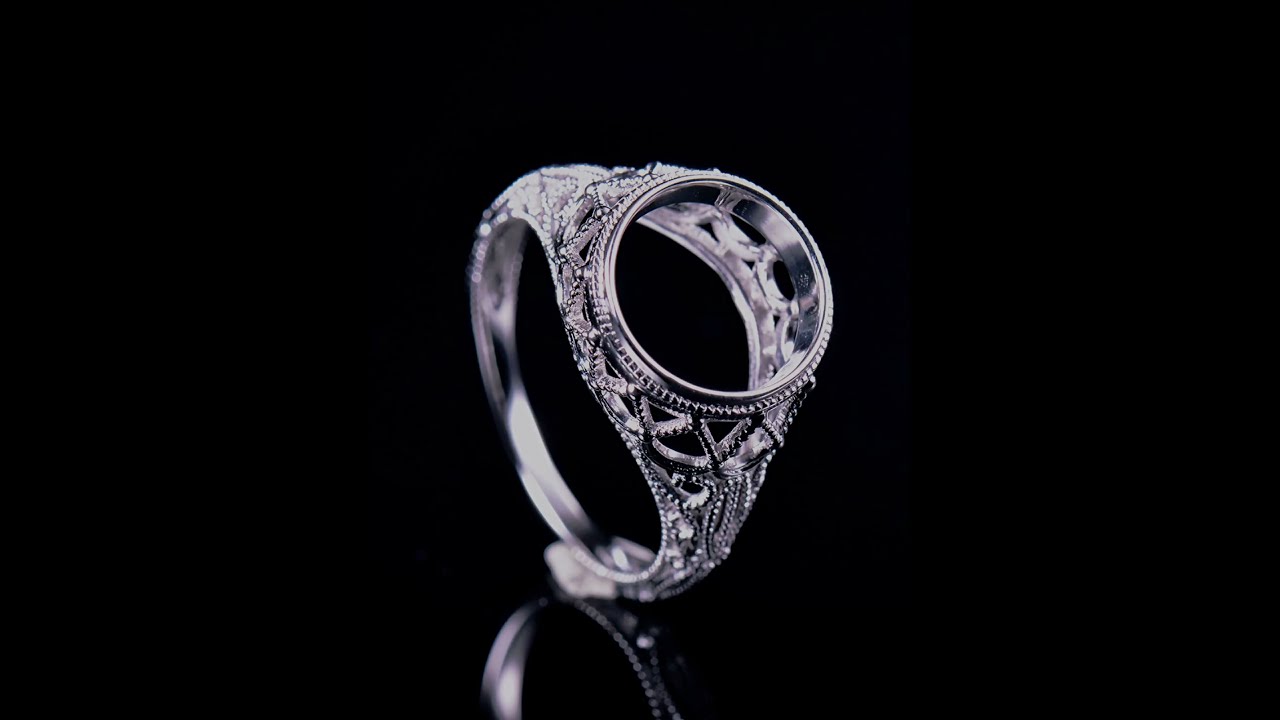 Vintage Milgrain Anniversary Ring Round Custom 14k White Gold Semi Mount Http Www Fayjewelry Com 