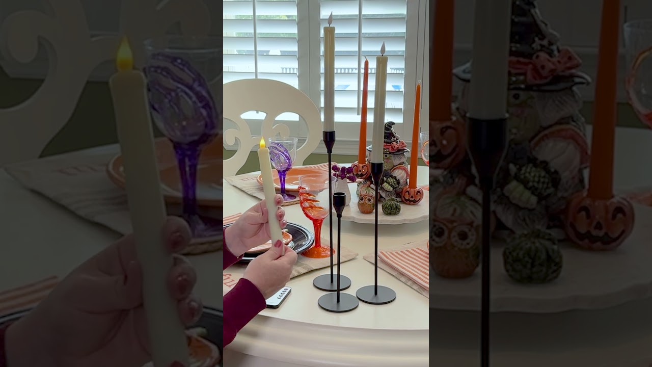 Cozy vibes all night with these elegant candle holders and flameless candles! 🕯️✨